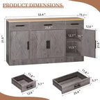 Mobile Buffet Celebalcony con Contenitore, Grande Mobile Contenitore da Cucina da 53,4 pollici con 3 Cassetti e 4 Ante, Ripiano Regolabile per Cucina, Soggiorno