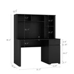 Scrivania moderna da 130 cm con libreria e scaffali, scrivania da ufficio con ampio spazio di archiviazione, scrivania per studio, sala lettura