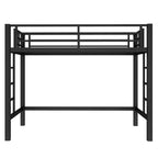 Letto a soppalco in metallo salvaspazio con doppia scaletta e ringhiere, nero - ModernLuxe