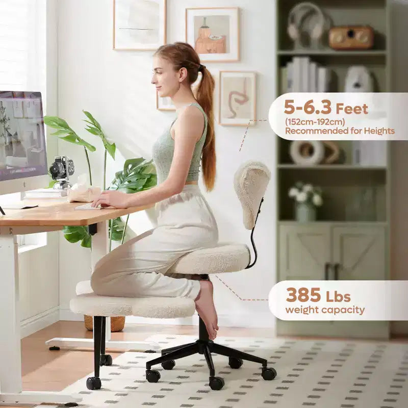 Pinmoco Sedia da ufficio ergonomica Criss Cross, sedia da meditazione regolabile in altezza, girevole a 360°, supporto lombare, sedia da lavoro e da ufficio, sedia ADHD