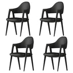 Sedia da pranzo moderna in pelle con braccioli e schienale ricurvo aperto