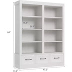 Librerie da 64 H e Scaffali, Libreria con 3 Cassetti, Scaffale Aperto a 4 Livelli Doppio per Ufficio Soggiorno