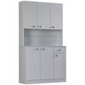 71 Armadio dispensa da cucina, mobile contenitore alto con supporto per microonde, credenza da cucina moderna, 3 ripiani regolabili per soggiorno, sala da pranzo