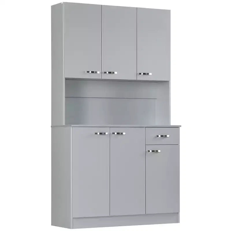 71 Armadio dispensa da cucina, mobile contenitore alto con supporto per microonde, credenza da cucina moderna, 3 ripiani regolabili per soggiorno, sala da pranzo