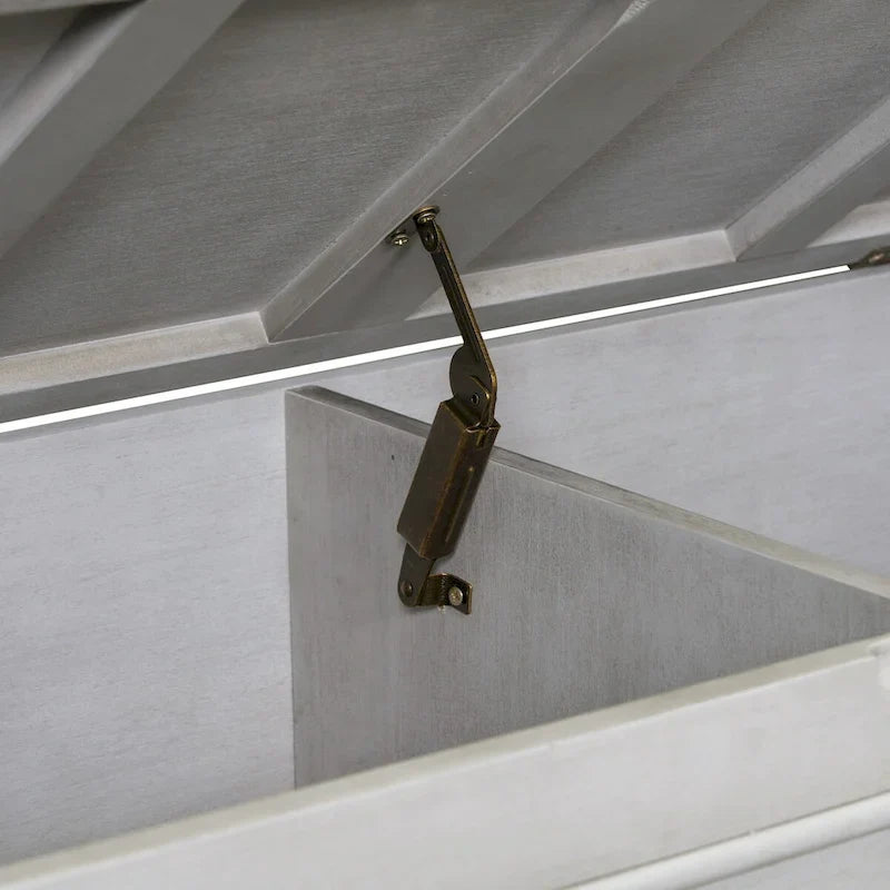 Panca contenitore rustica in legno massello per ingresso con cerniera di sicurezza