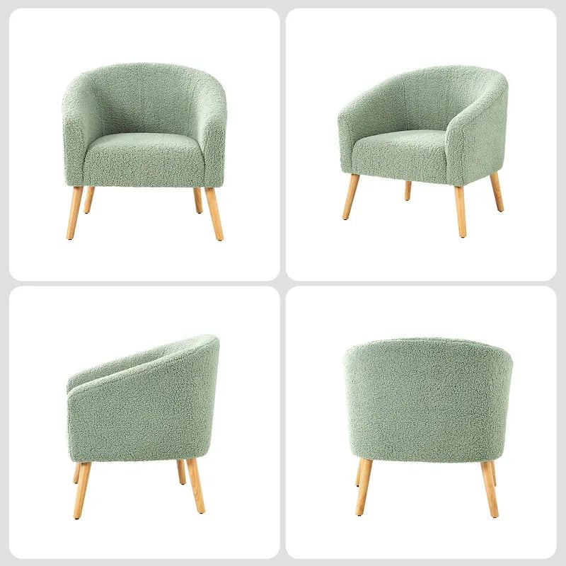 Poltrona Sheila Modern 30 W Boucle con gambe in legno massello, set da 2 di HULALA HOME