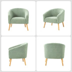 Poltrona Sheila Modern 30 W Boucle con gambe in legno massello, set da 2 di HULALA HOME