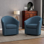 Set di 2 Poltrone Girevoli Moderne Imbottite a Barilotto, Poltrone Accent per Soggiorno