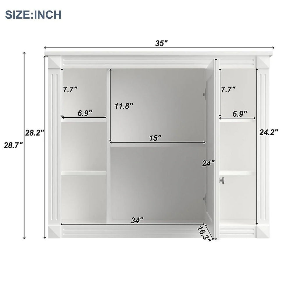 Mobile Bagno Moderno da 90cm con Lavabo Integrato e Specchiera, 2 Ante e 2 Cassetti