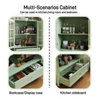 Mobiletti portaoggetti, Armadietto da terra in legno con 1 cassetto e 2 ante in vetro, Credenza a buffet in stile rustico con spazio per il soggiorno