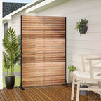 MAYEERTY 72 pollici Divisorio per ambienti con struttura zincata Schermo per la privacy con venature del legno Recinzione da giardino per patio Beige