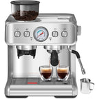 Macchina da Caffè Semi-automatica con Controllo Intelligente della Temperatura e Funzione Acqua Calda, 30 Impostazioni di Macinatura