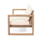 Set Mobili da Patio in Legno di Acacia, Set Conversazione per Esterni con Tavolino da Caffè e Morbidi Cuscini per Giardino, Portico e Balcone, Beige - Merax