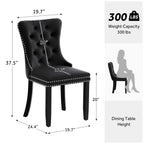 Sedie da pranzo imbottite in velluto trapuntato con gambe in legno massello, set da 6