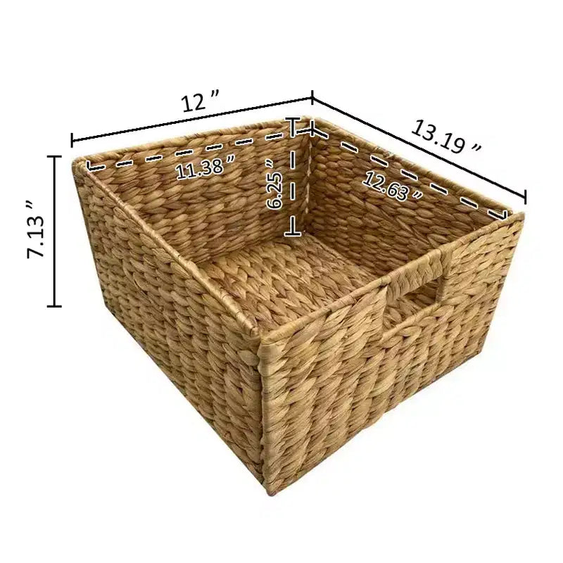 Cassettiera a 3 livelli con struttura a X e 6 cestini in giacinto d'acqua naturale di eHemco
