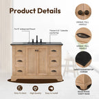 Mobile bagno Hervas con top in marmo naturale senza specchio