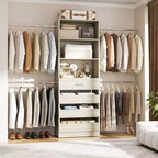 Besiost Sistema Organizer per Armadio in Legno 4-9 piedi con 4 Cassetti, 4 Aste Appendiabiti e Torri Scaffale