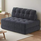 Divano Letto Futon Pieghevole in Velluto a Coste, Sedia Convertibile da Pavimento con Cuscino e Supporto per la Schiena