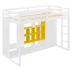 Letto a soppalco per bambini con armadio e mensole, Struttura in legno per letto a soppalco con mobiletto contenitore per bambini e ragazzi