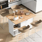 Isola da cucina con piano pieghevole, carrello da cucina con ripiano estraibile, portasciugamani e cassetto, ruote girevoli
