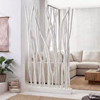 JONATHAN Y Tranquil 39W x 68H Divisorio per ambienti in pannello singolo con rami di teak costieri bohémien realizzati a mano