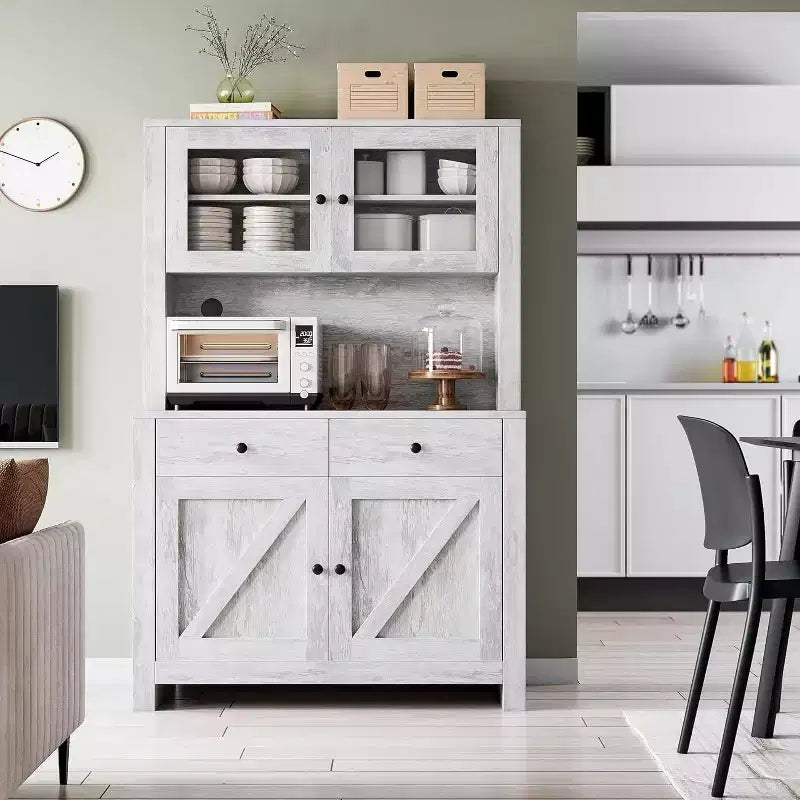 Mobile Dispensa da Cucina con Supporto per Microonde, Credenza con Mobile Buffet e Ripiani Regolabili, per Cucina, Sala da Pranzo
