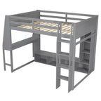 Letto a soppalco da gaming Whisen Wood, formato singolo, con scrivania, mensole multi-storage, LED e un appendiabiti