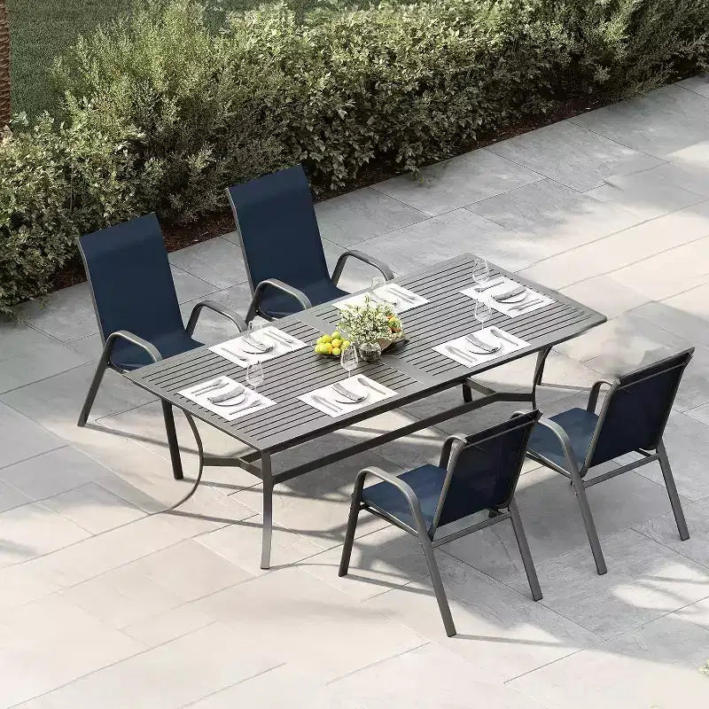 Sedie da patio, Set di 4/6 sedie da pranzo impilabili per esterni in textilene leggero per tutte le stagioni con braccioli per giardino, bordo piscina