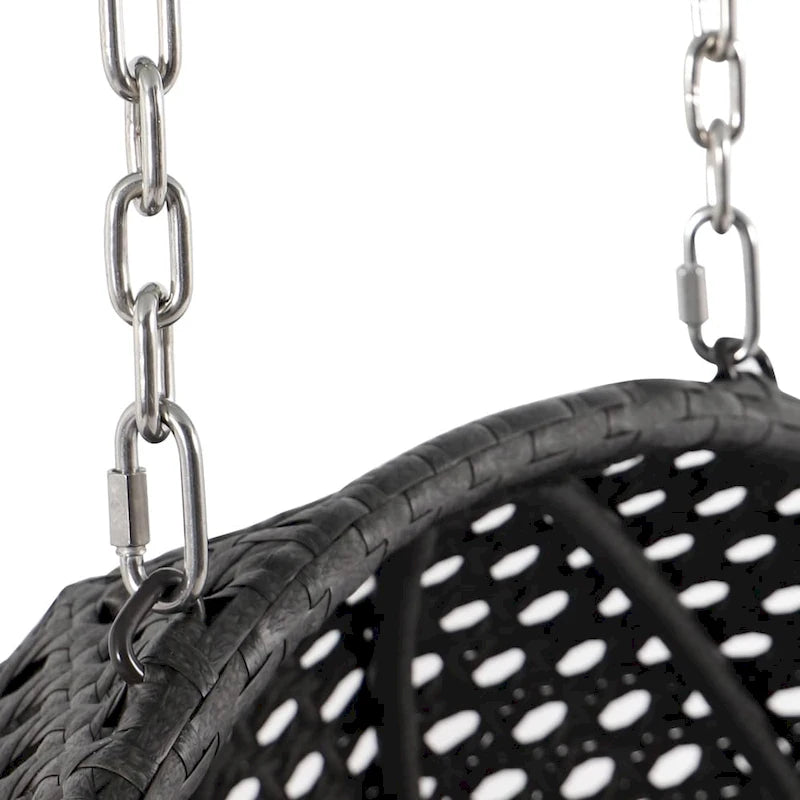 LeisureMod Sedia a Uovo Sospesa per 2 Persone con Supporto - Dondolo Pensile per Esterni/Interni in Rattan Intrecciato con Cuscini