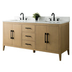 Mobile lavabo doppio Vanity Art 72 per bagno con piano in marmo composito