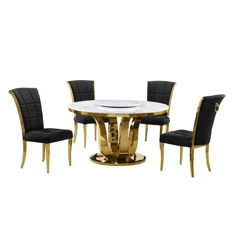 Best Quality Furniture D325-SC324-7 Set da pranzo rotondo da 5 pezzi