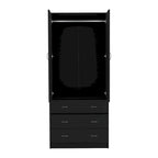 Armadio moderno a due ante con 3 cassetti e 1 bastone appendiabiti per camera da letto