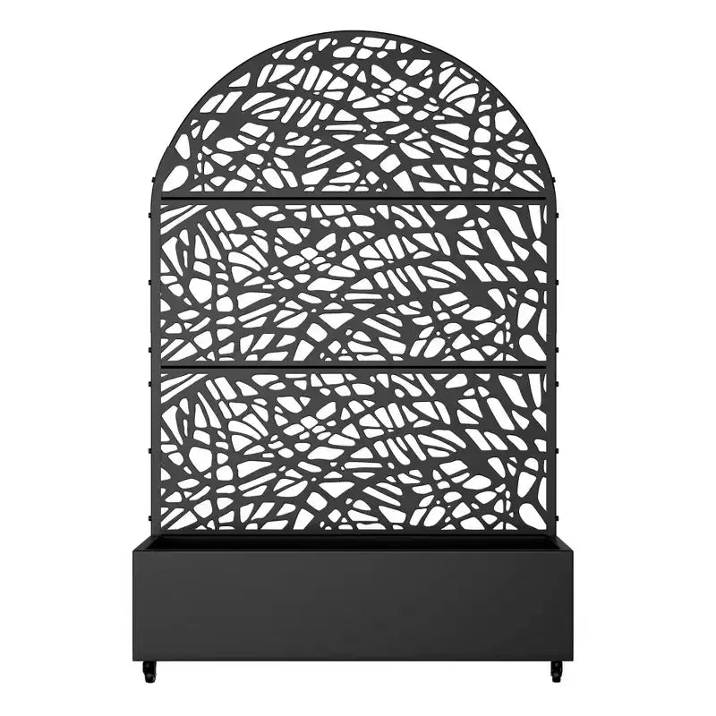 MAYEERTY 72x47 Fioriera ad Arco Nera in Ferro con Traliccio, Set da 3 Pezzi Schermo Decorativo da Giardino per Patio e Balcone