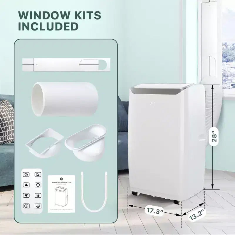 Condizionatore Portatile da 14000 BTU, Rinfresca Fino a 70 m², Unità AC Portatile con Deumidificatore