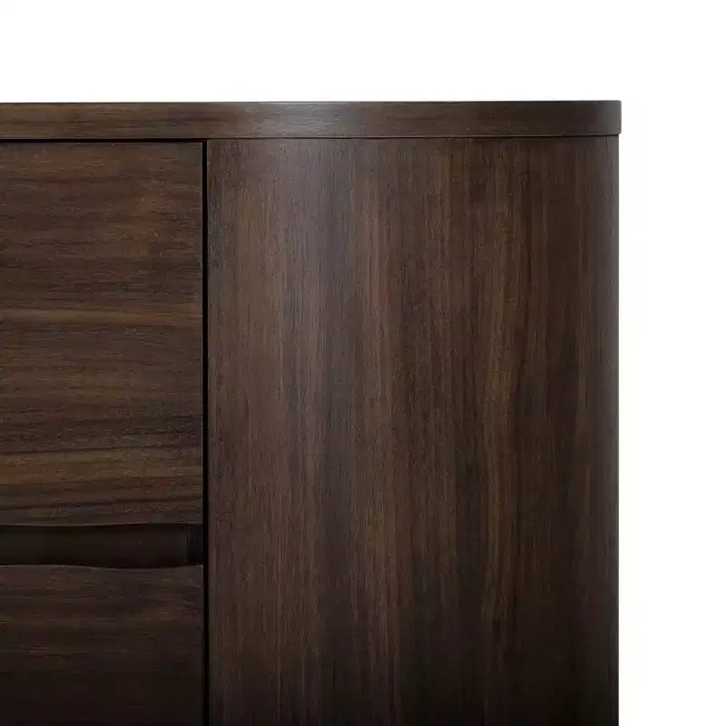 Comò moderno a 6 cassetti con design a bordo vivo, base in metallo e costruzione durevole in legno misto