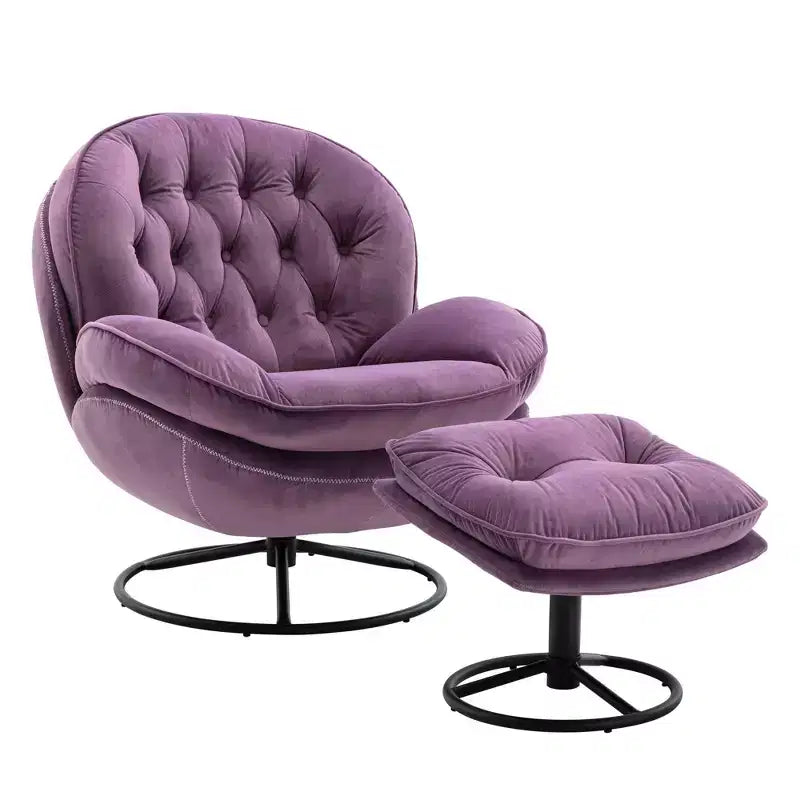 Poltrona Svedese Okak con Pouf, Poltrona Moderna Senza Braccioli Stile Mid-Century per Soggiorno, Morbida e Confortevole per Guardare la TV, Giocare
