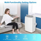 Condizionatore portatile da 10000 BTU, climatizzatore domestico con telecomando per ambienti fino a 42 mq, funzioni 3-in-1/timer 24 ore/ruote piroettanti