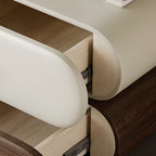 Comodino moderno bicolore con cassetti contenitori