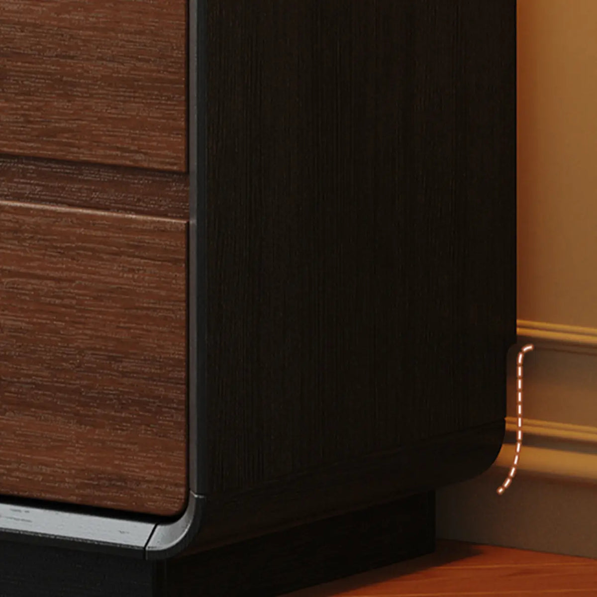 Cassettiera in legno ispirata all'Art Déco con intagli geometrici