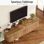 Mobile TV AMERLIFE 70 con gambe in legno massello, Consolle TV moderna di metà secolo con anta a tamburo