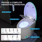 Vaso Bidet Intelligente con Coperchio e Sedile ad Apertura/Chiusura Automatica, Scarico con Sensore a Piede, Senza Serbatoio Monoblocco Allungato, Sedile Riscaldato