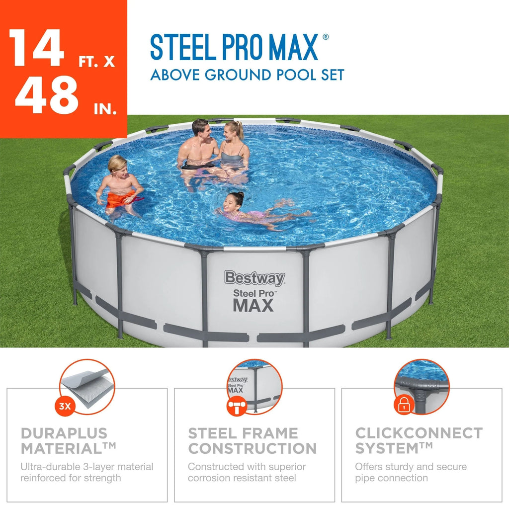 Piscina Fuori Terra Rotonda Bestway Steel Pro MAX con Pompa e Copertura