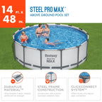 Piscina Fuori Terra Rotonda Bestway Steel Pro MAX con Pompa e Copertura