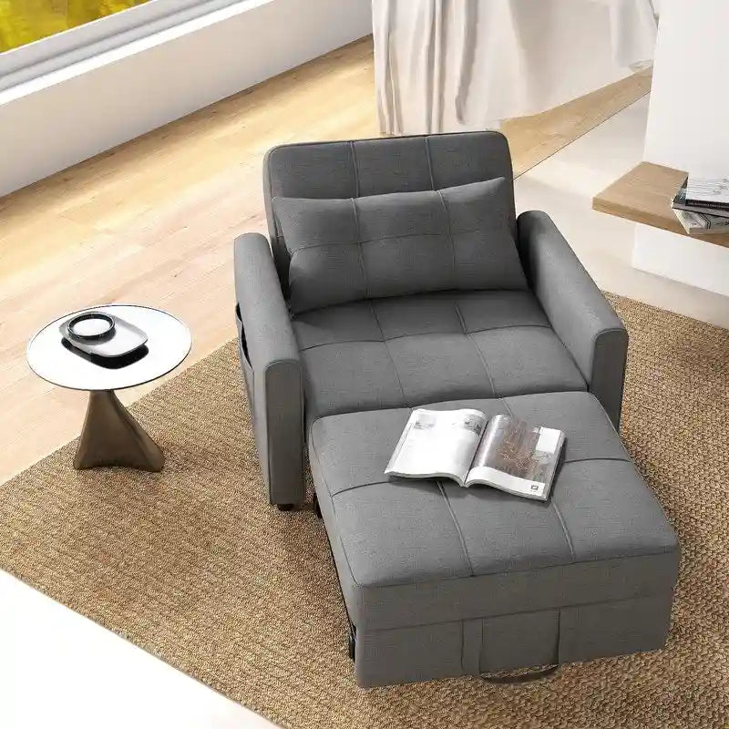 Poltrona Letto Trasformabile 3-in-1, Divano da Salotto Pieghevole Regolabile Imbottito