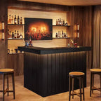 Mobile bar a L Lantine, tavolo da bar angolare a 4 ripiani con mensole e porta calici da vino per pub domestico