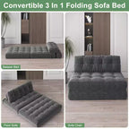 Divano Letto Futon Pieghevole in Velluto a Coste, Sedia Convertibile da Pavimento con Cuscino e Supporto per la Schiena