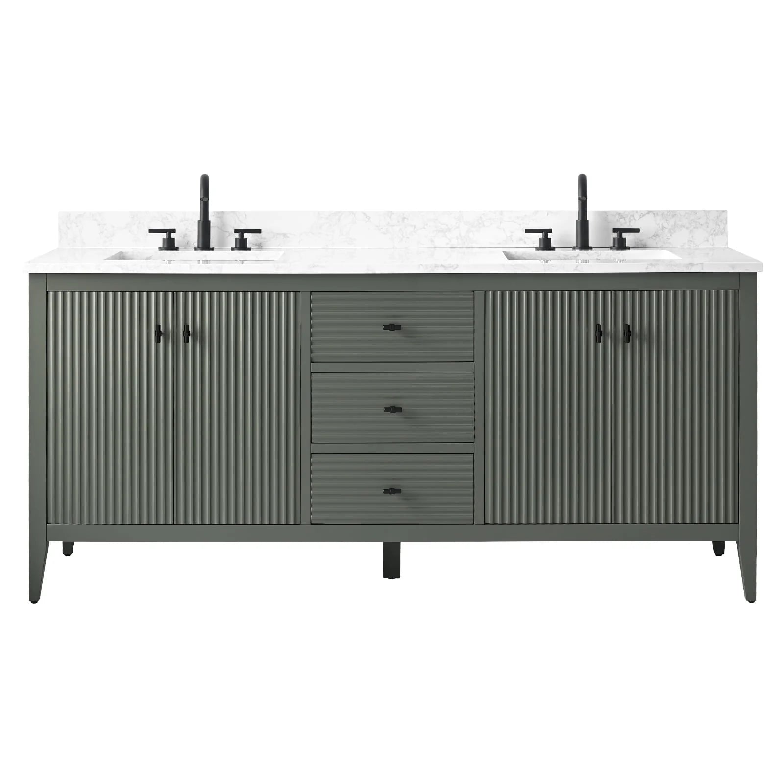 Mobile lavabo doppio Vanity Art 72 per bagno con piano in marmo composito