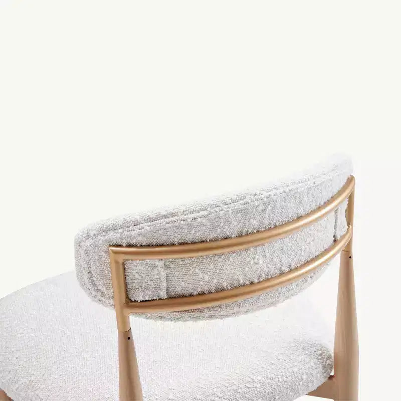 Sgabelli da Bar Senza Braccioli in Bouclé, Set da 4, con Gambe in Metallo Effetto Legno per Cucina, Soggiorno, Ristorante, Caffè - Morden Fort