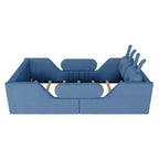 Whisen Twin - Letto a piattaforma, Letto imbottito da pavimento per bambini con cuscino a coniglio, Sponde laterali rimovibili