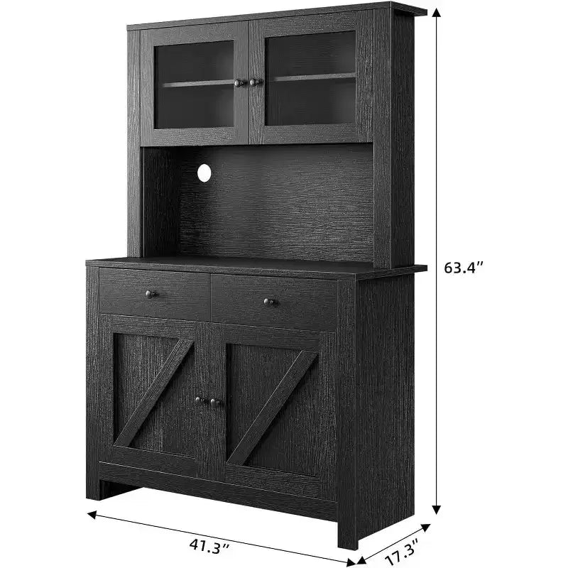 Mobile Dispensa da Cucina con Supporto per Microonde, Credenza con Mobile Buffet e Ripiani Regolabili, per Cucina, Sala da Pranzo